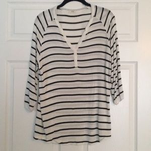 Black and White striped V neck